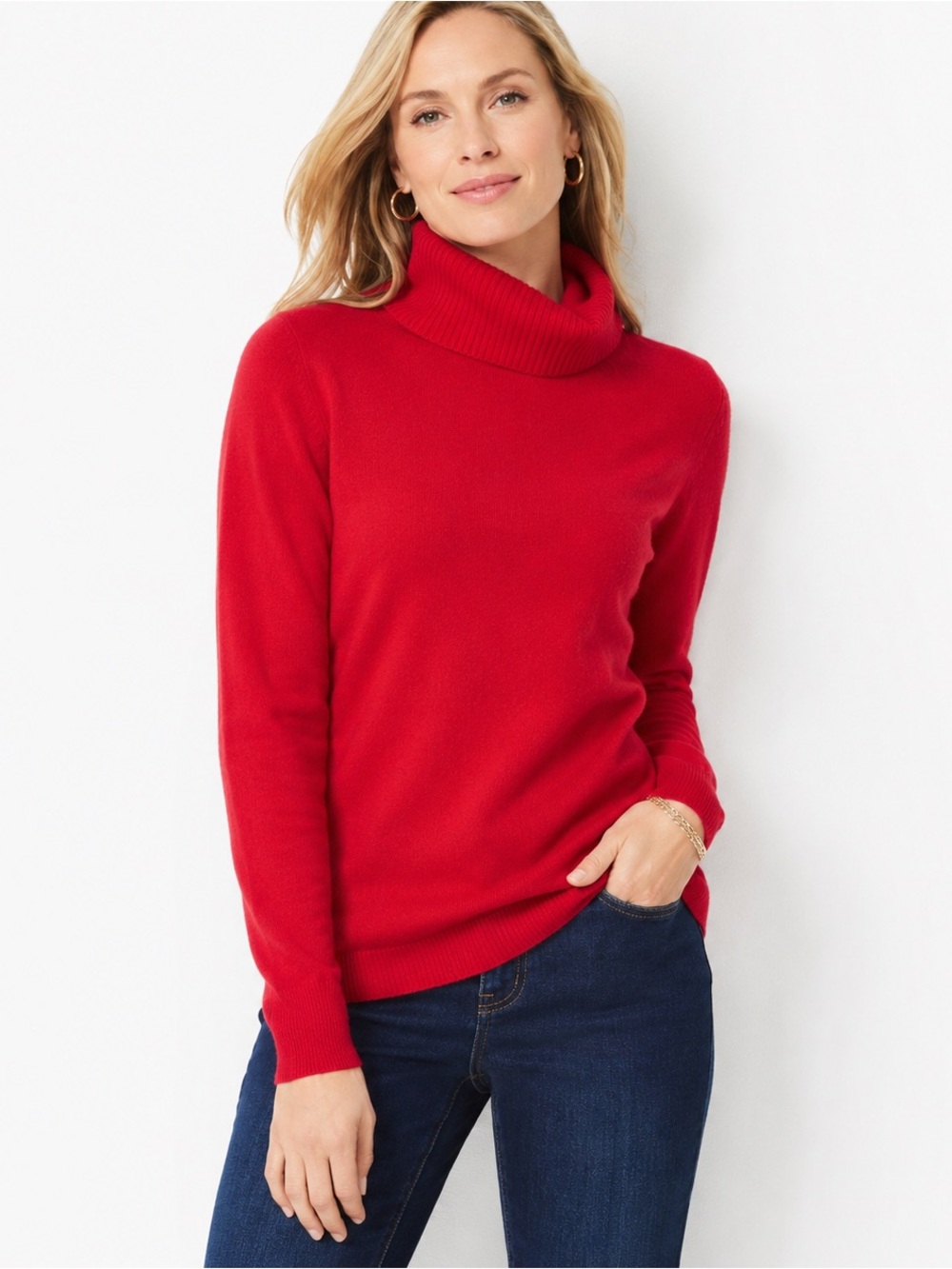 Talbots 100% Pure Cashmere Cowlneck Sweater Red | Classic Luxury | Small